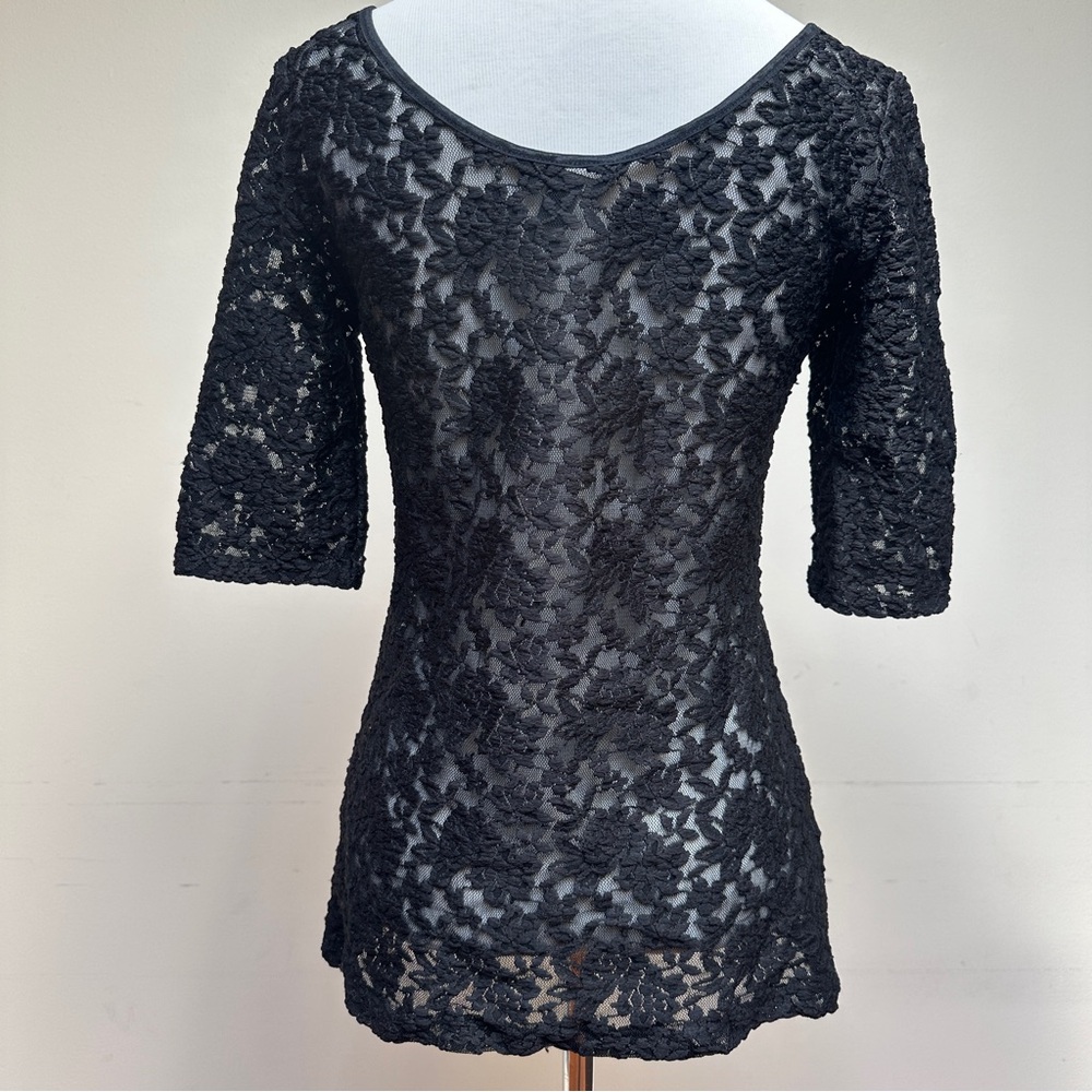 Banana Republic Stretch Black Lace Top Size Medium - Picture 4 of 8